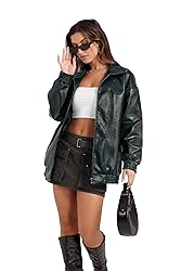 SAMPEEL Leather Jacket Women Faux Oversized