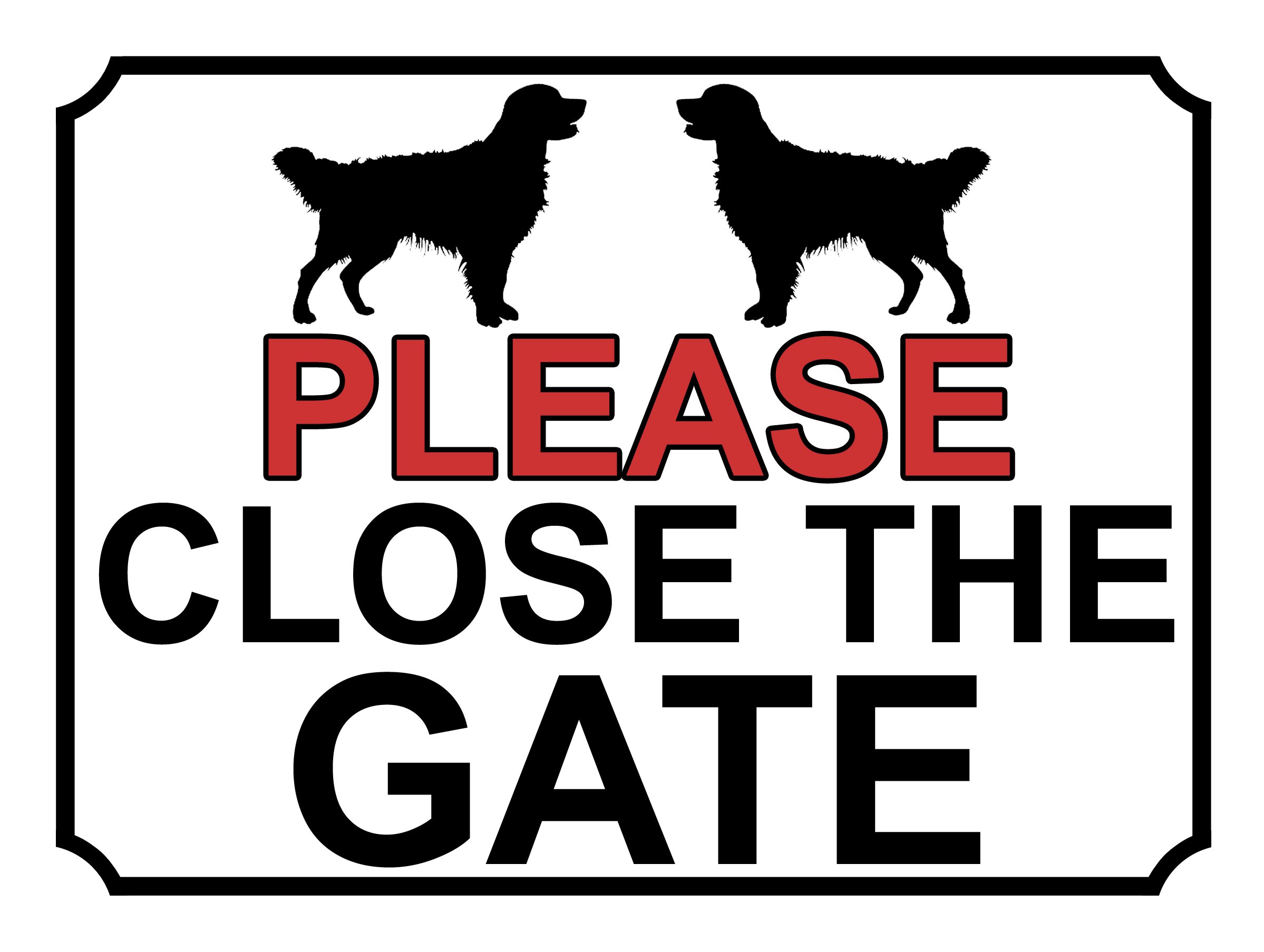 SHAWPRINT PLEASE CLOSE THE GATE DOG THEME METAL SIGN 267MM X 200MM (507H1L) LARGE 10" X 8"