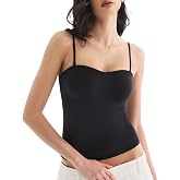 Lehoba Built in Bra Tank Tops for Women, Double Lined Padded Cami Scoop Neck Spaghetti Straps Basic Summer Top 2026