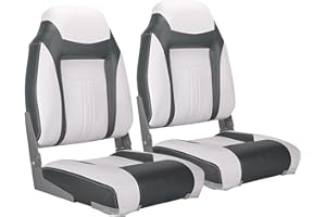 NORTHCAPTAIN S1 Deluxe A Pair of Marine High Back Folding Fishing Boat Seat,Stainless Steel Screws Included,White/Charcoal(2 Seats)