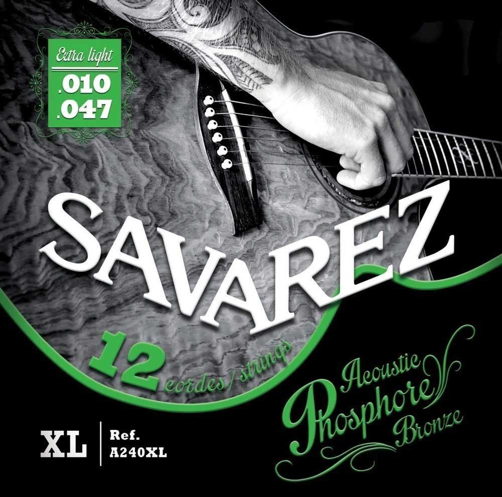 Savarez Saiten für Akustikgitarre Acoustic Phosphor Bronze Satz A240XL 12-string Extra Light .010