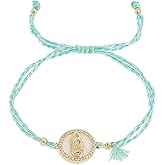 BXDA Gold Coin Pearl Adjustable Bracelets for Women, Boho Charm String Weave Summer Beach Jewelry Gift.