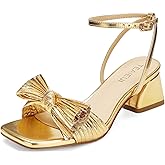 TEAIEUI Women's Bow Knot Heeled Sandals Open Square Toe Wedding Heels for Bride Chunky Block Low Heels Ankle Strap Dress Shoes for Party