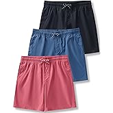 Liberty Pro 3 Pack Men's Relaxed Fit 8" Drawstring Walk Shorts with Pockets Midweight Woven Casual Wear