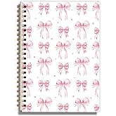 LRVSYUIN Pink Bow Journal for Teen Girls Women, Cute Preppy Notebook for School Supplies, Coquette Hardcover Spiral Notebook for Christain Gifts 5.8×8.3 - A19