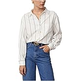winkbay Women's Striped Button Down Shirt Elegant Long Sleeve Collared Loose Blouses Business Casual Tops