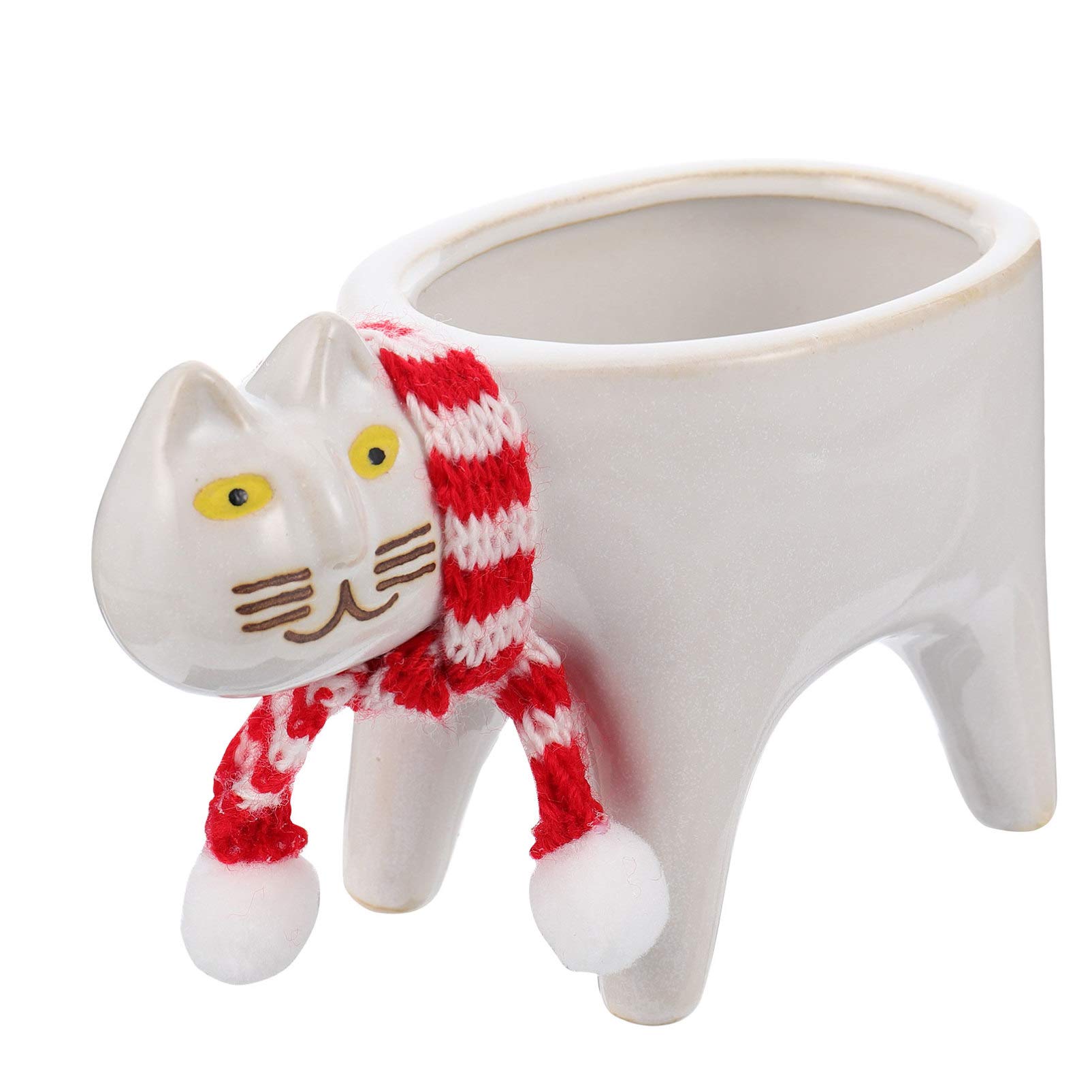 Cabilock Creative Cat Ceramic Plant Pot Cartoon Flower Planter Drainage for Decorative Container for Home Office Room and Bedroom