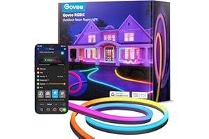 Govee Outdoor Neon Rope Lights, 32.8ft RGBIC, IP67 Waterproof, Music Sync, Flexible LED Outdoor Lights with 64 Scene Modes, W