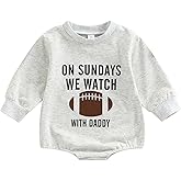 Honganda Newborn Infant Baby Boy Girl On Sundays We Watch Football with Daddy Bodysuit Funny Romper Sweatshirt