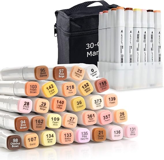 35 Colors Skin Tone Markers with Standing Base, Alcohol Based Markers