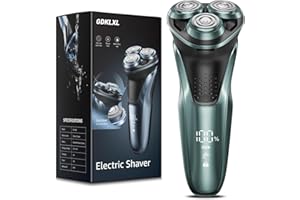 GDKLXL Rechargeable Electric Razor for Men: IPX7 Waterproof Shaver - 1.5H Fast Charge, 4D Flex Precision Blades with Pop-Up Trimmer Bright Blue