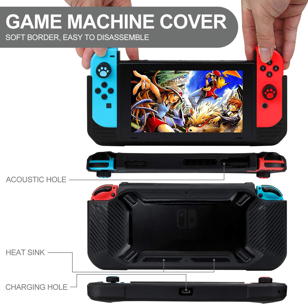 Switch Accessories Bundle, Kit with Carrying Case, Protective Case with Screen Protector, Compact Playstand,Game Case, Joystick Cap, Charging Dock, Grip and Steering Wheel for Nintendo Switch(10-in-1): Video Games