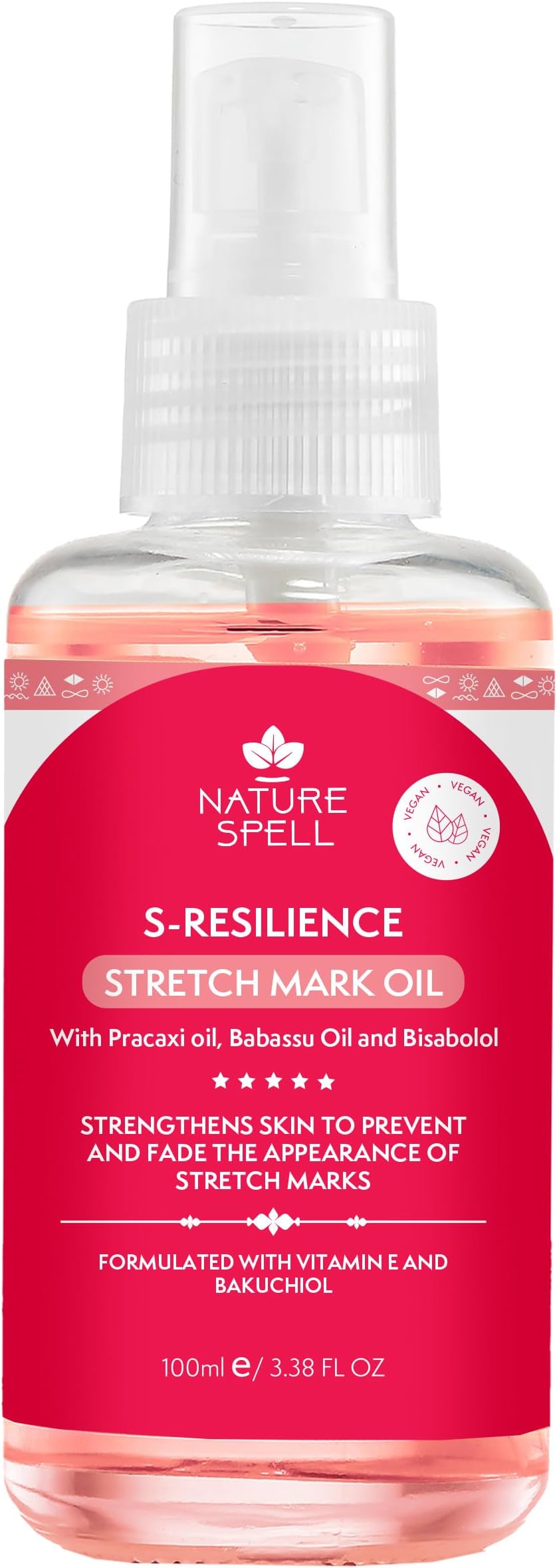 Nature Spell Stretch Mark Body Oil Vitamin E Vegan 100ml Skin Elasticity Scar