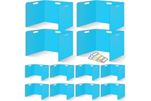 ZSMKJIAYE 12 Pcs Desk Dividers for Students Classroom Plastic Privacy Folders Blue Test Dividers for Students Desks Trifold Privacy Panel Partitions for School Teacher Supplies(Blue)