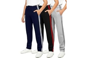 Real Essentials 3 Pack: Boys' Tricot Open Bottom Fleece-Lined Sweatpants with Pockets