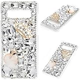 Mavis's Diary Compatible Samsung Galaxy S10 Plus Case, 3D Handmade Luxury Bling Crytal Fashion Design Shiny Gem Pearl Rhinestone Diamond Clear Hard Protective Plastic PC Cover - Gemstone Crown Fox