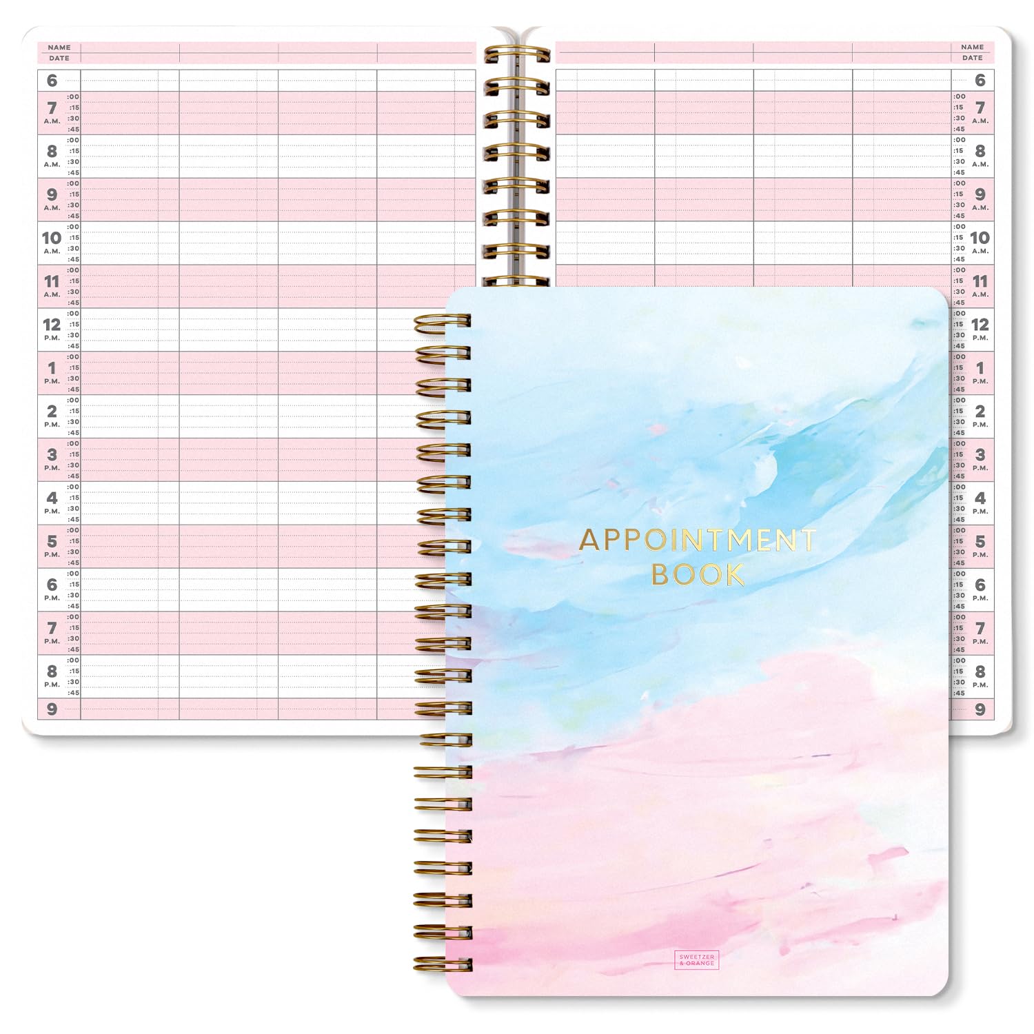 S&O Appointment Book with 15 Minute Slots, Daily Hourly Daybook 6AM to 9PM, Salon Slot journal, meeting Calendar, Everyday Schedule Organizer, Four Column Day Planner with Hourly Schedule, 2026 +