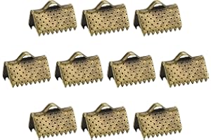 uxcell 280Pcs Ribbon Crimp Clamp Ends, 10mm Bookmark Pinch Crimp Ends, Cord Ends Fasteners Clasp Crimp Ends for DIY Bracelet Necklace Jewelry Making, Bronze Tone