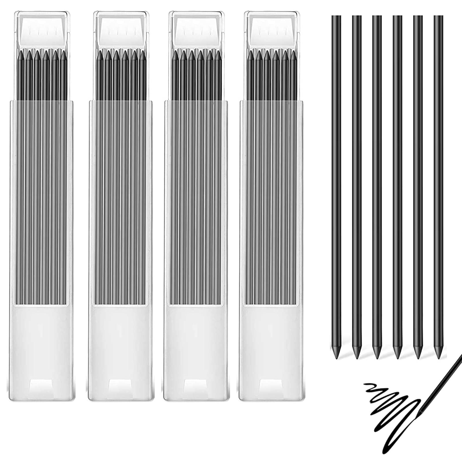 24 Black Pencil Refills, 2.8 mm for Carpenters & Architects