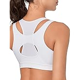 Yvette High Support Sports Bras for Women Double Deck Straps High Impact Mesh Zip Front Sports Bra for Running
