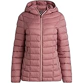 Reebok Womens Puffer Jacket - Lightweight Quilted Snow Glacier Shield Zip Up Bubble Winter Coat for Women with Hood & Pockets