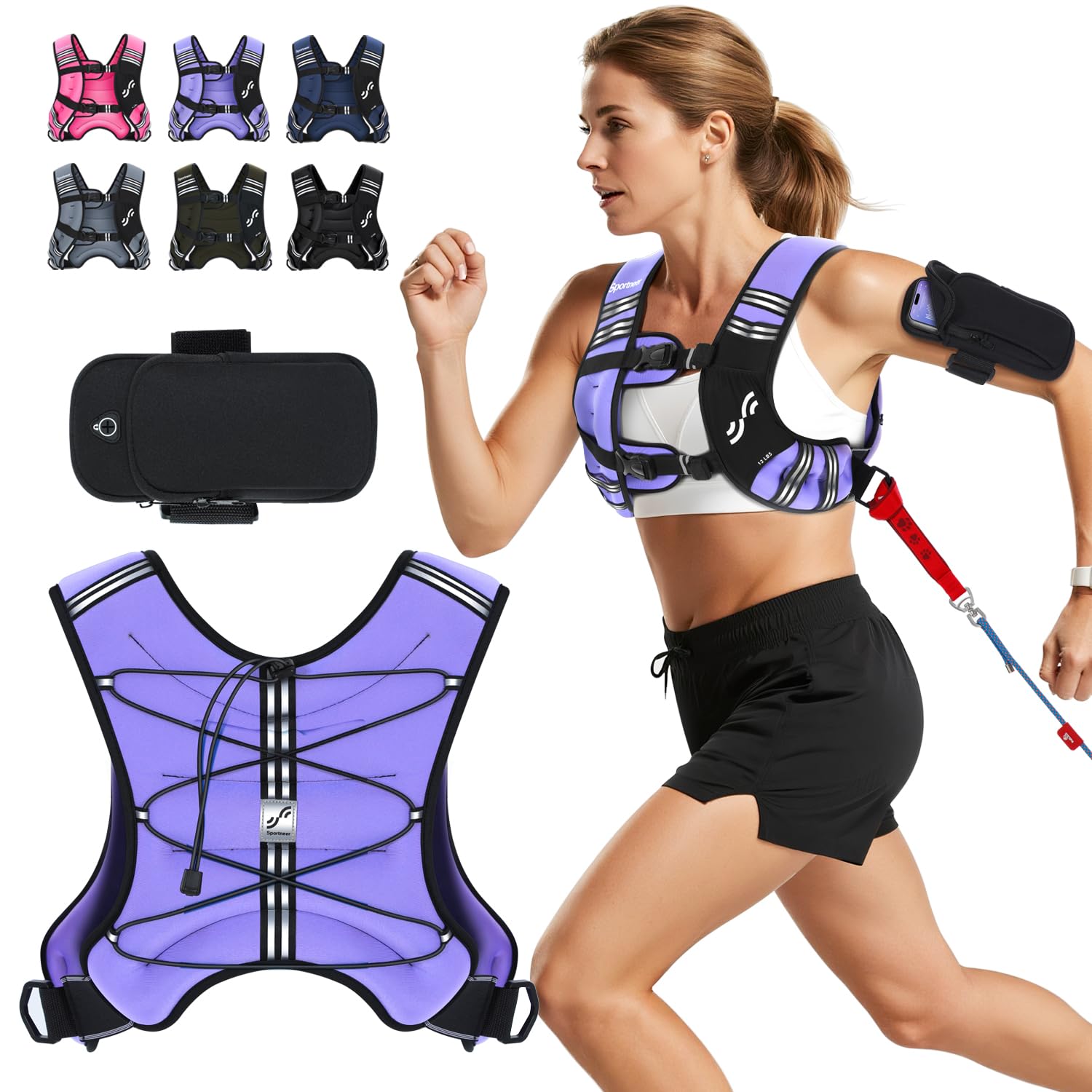 Photo 1 of Weighted Vest for Men and Women: Sportneer 12lbs Weight Vest with Reflective Stripe Running Vest with Pocket for Cardio Workout Strength Training Fitness Muscle Building Weight Loss Weightlifting