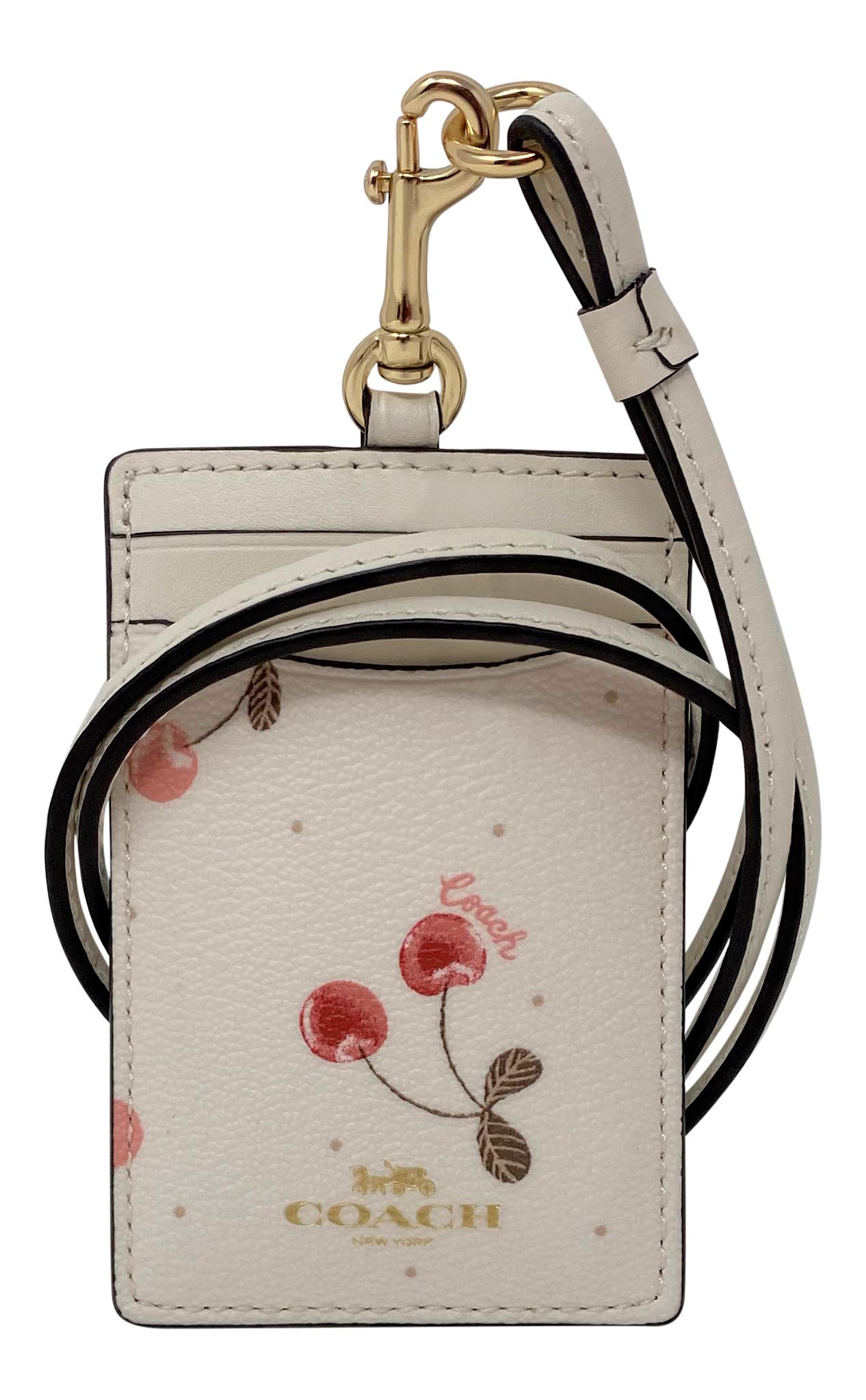 Coach ID Badge Holder Lanyard with Painted Cherry Print
