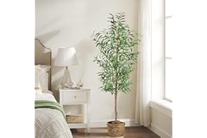 CETRD Artificial Olive Tree, 5FT Tall Faux Olive Trees Artificial Indoor with Trunk and Realistic 536 Leaves and 20 Fruits for Modern Home Decor Indoor