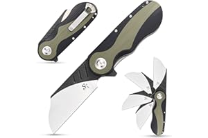 Sitivien ST138 Folding Knife,Sandvik 14C28N Stainless Steel,G10 Handle EDC Knife for Outdoor Camping,Hiking,Fishing(Black+Green)