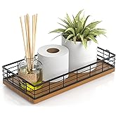 JNFUZ Toilet Paper Basket, 13 Inch Bathroom Basket Toilet Tank Tray Organizer Storage for Toiletries, Living Room and Kitchen (Walnut)