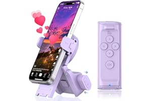 MILOUZ Remote Control Scrolling for Tiktok with Phone Stand,Page Turner for Kindle App E-Book,Bluetooth Camera Shutter Remote for iPhone, Android,iOS,iPad,Tablet (Purple)