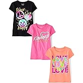 The Children's Place Girls Sports,Trends,Icons Short Sleeve Graphic T-Shirts,3 Pack