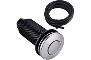 BESTILL Sink Top Garbage Disposal Air Switch Button with 5 Ft Air Hose, Stainless Steel Brushed Nickel 3.6" Long On/Off Push Button, Compatible with all Power Modules
