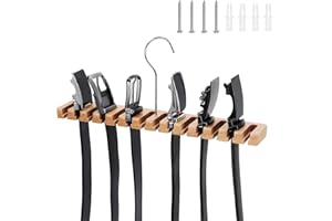 SUNTRADE Solid Wood Belt and Tie Rack, 14 Slots, Beige