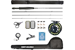MASTER LOGIC Stealth Fly Fishing Rod Combo Starter Kit, 30T Carbon Fiber Graphite Fly Rods with Die-cast Aluminum Reel and Fly Fishing Accessories