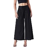 Women's Wide Leg Palazzo Pants High Waisted Waffle Knit Casual Slacks Flowy Capris Trouser