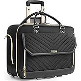 Arcoyard Rolling Laptop Bag Women, Rolling Briefcase for Women for Work, 17.3 Inch Computer Bag with Wheels, Fashion Flap Laptop Bag With Wheels for Work Business, TSA Friendly Design, Black
