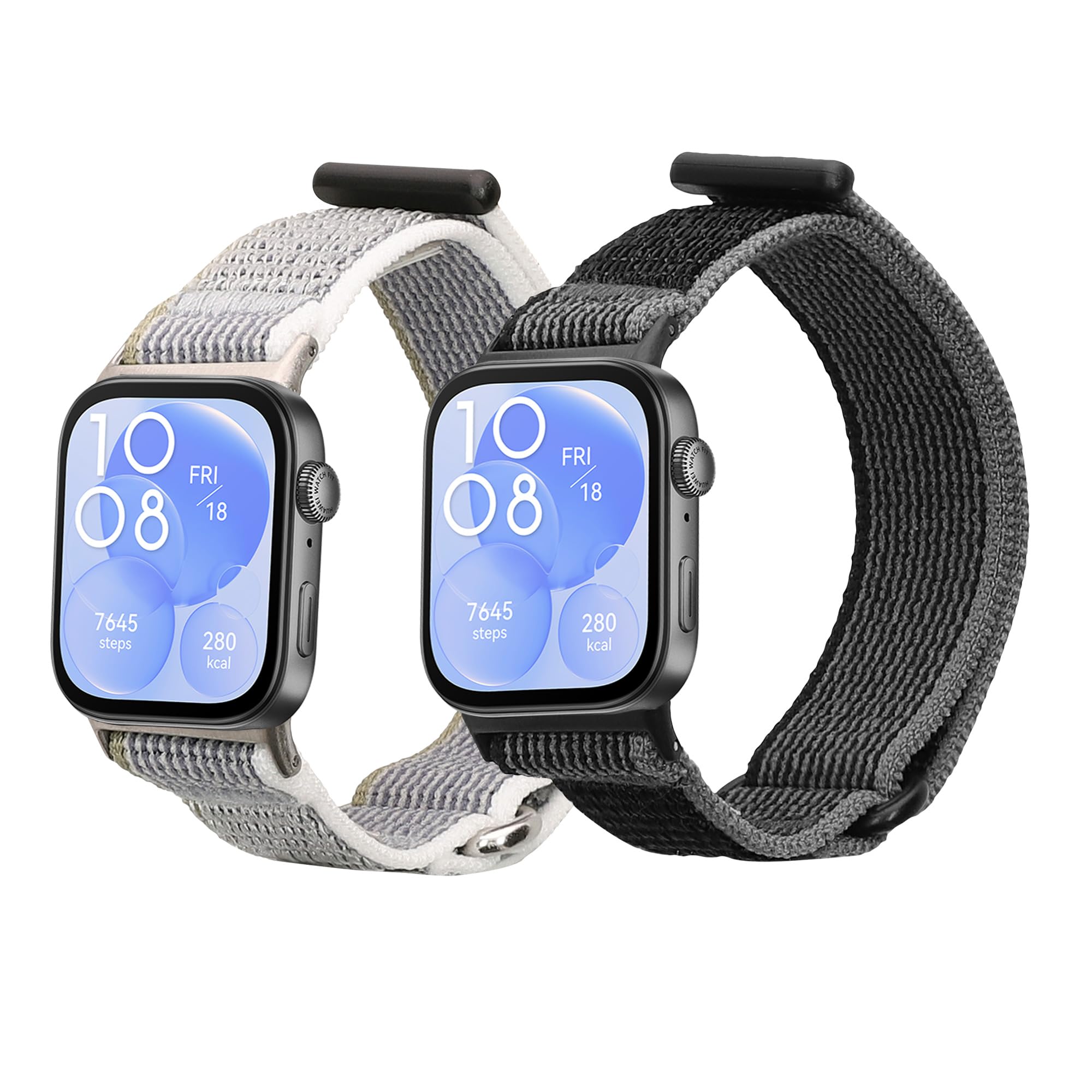 kwmobile Nylon Smartwatch Strap Compatible with Huawei Watch Fit 3 Strap - 2x Fitness Tracker Replacement Wristband with Clasp