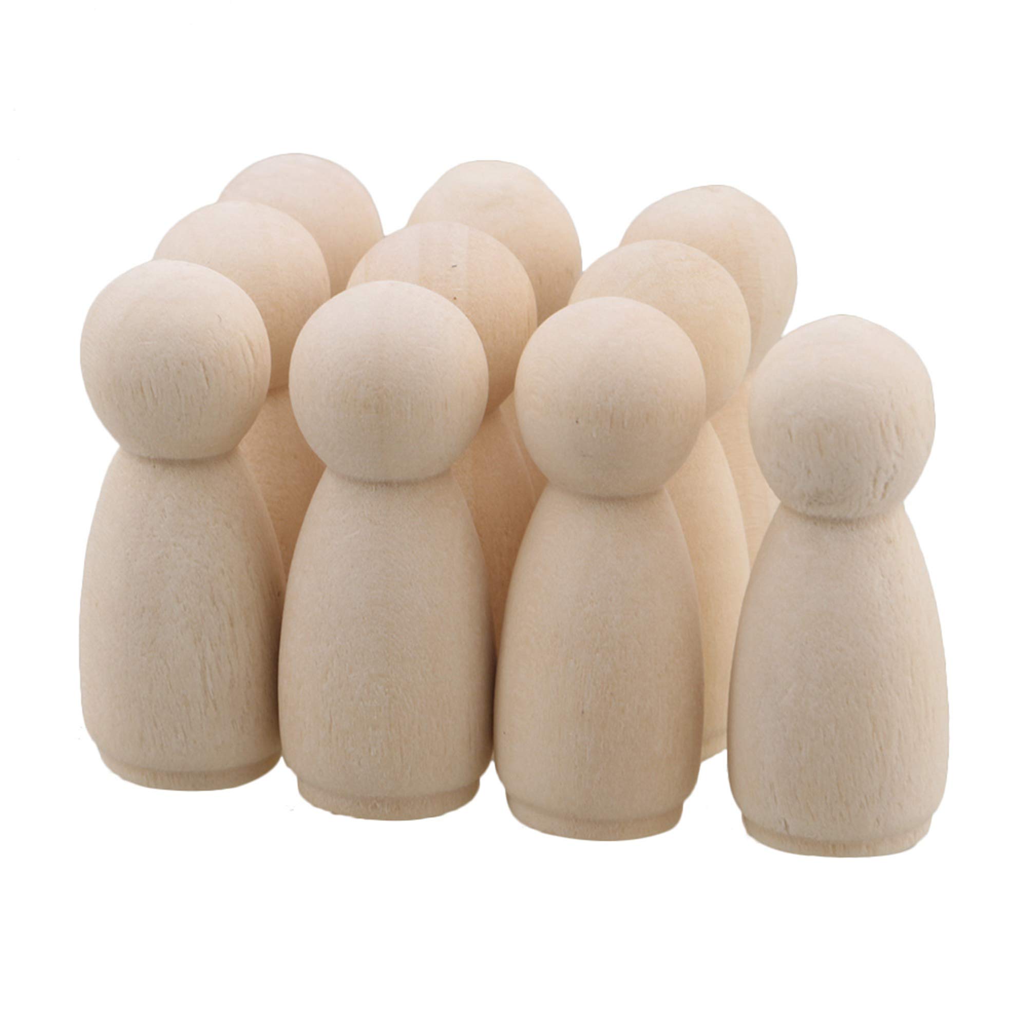 Mxfans 10pieces Painted Art Wooden People Peg Dolls Craft Figurine Female Doll 35MM