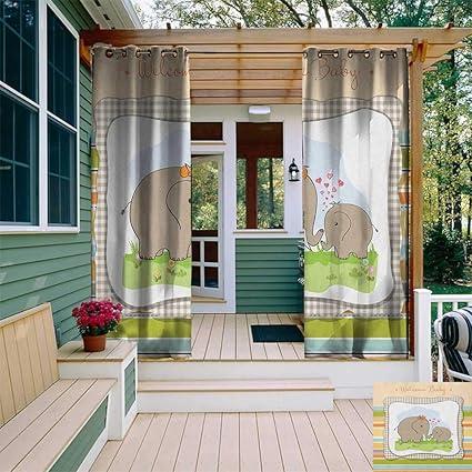 Amazon Com Leinuoyi Elephant Nursery Outdoor Curtain Pole