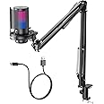 COCONISE Gaming Microphone, USB PC Mic for Podcasts Videos, Streaming, Condenser Mic with Quick Mute, Tripod Stand, Pop Filter, RGB Indicator, Shock Mount, Rotate gain button, Compatible with PS4/5/PC