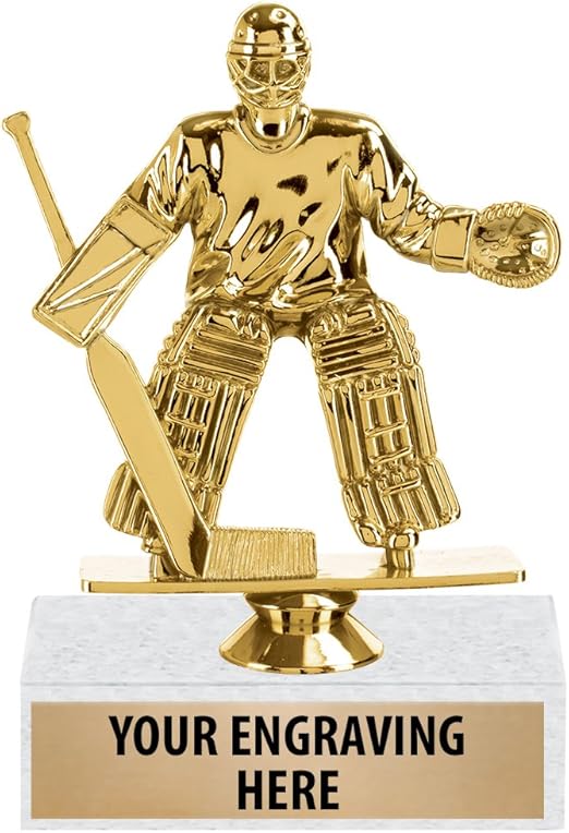 6" Gold Hockey Goalie Trophies Personalized Hockey