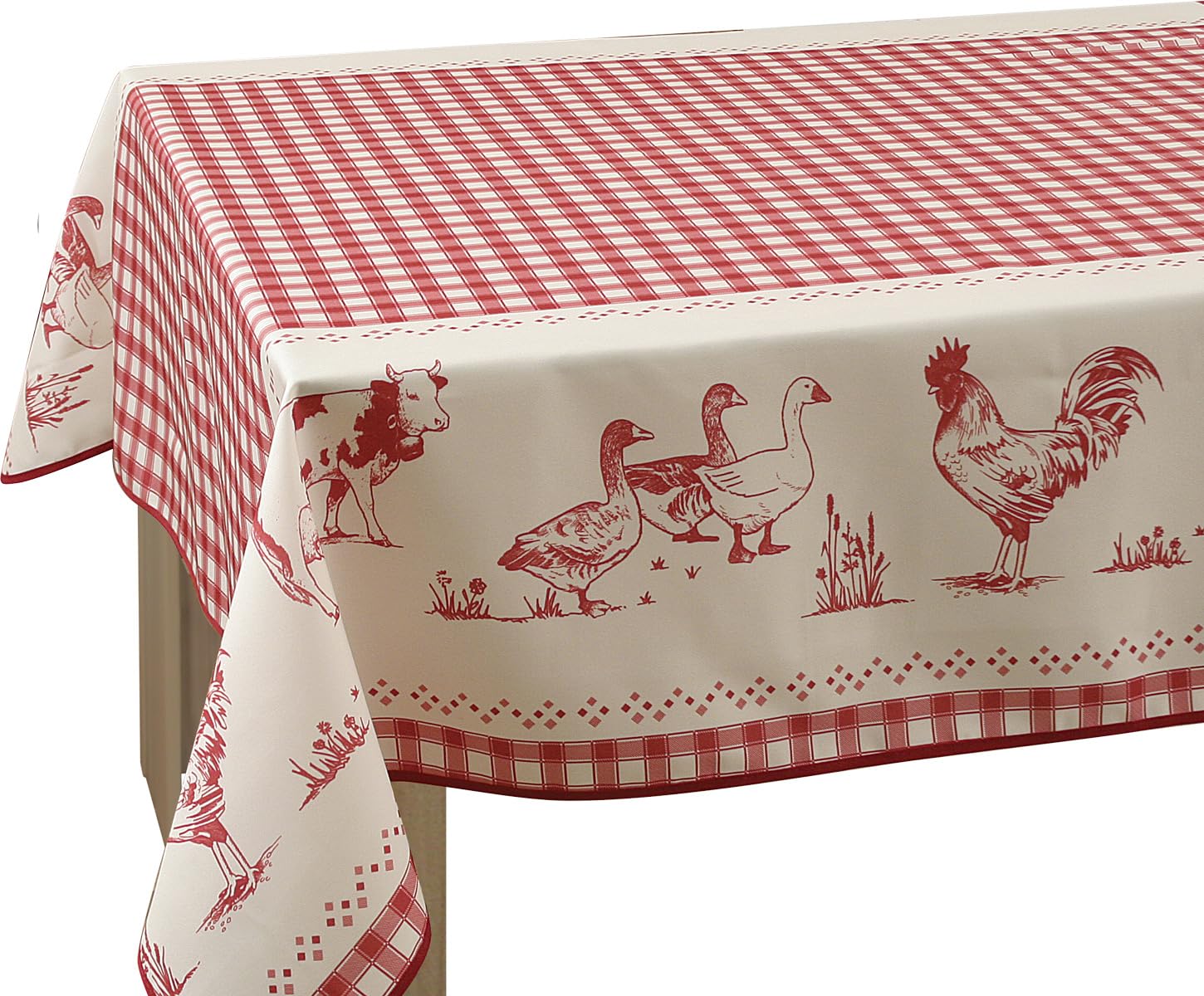 Le linge de Jules Stain Resistant Tablecloth Firm Red Square 150 x 150 cm