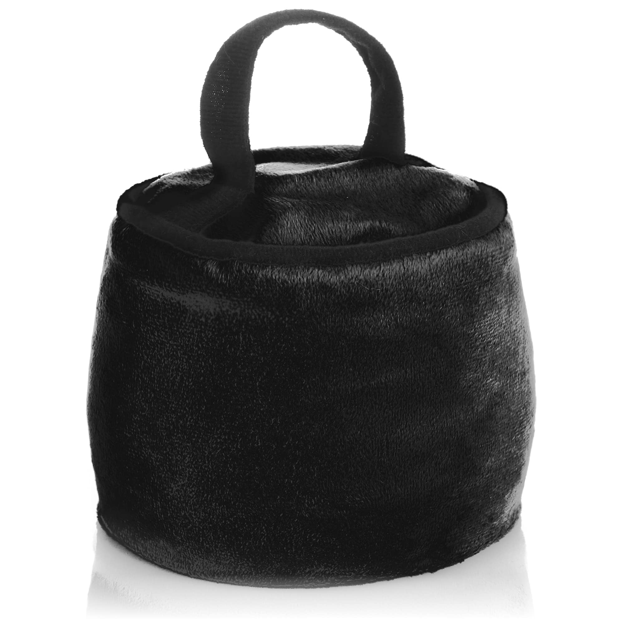 COM-FOUR® Door Stop with Handle - Extra Heavy - 1.8 kg Door Holder with Reinforced Seams - Functional Home Accessory - Brake Block for Windows and Doors (Round - Black)