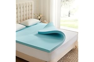 Eiayeebil 2 Inch Memory Foam Mattress Topper Twin, Mattress Pad Gel Infused Foam Bed Topper, Ventilated Soft Blue,Twin Size