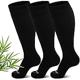 CaiDieNu Bamboo Viscose Compression Socks: Wide Calf Plus Size Compression Socks for Women and Men Nurses Travel Pregnant