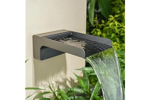 Aquadock 304 Stainless Steel Outdoor Garden Waterfall Spout, Water Fountain Spillway Made Exquisite Handcrafted for Landscape Decors, Patios, Pools, Courtyards, Water Walls (Black Powder Coating)