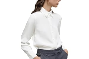 YAMANMAN Women's Button Down Shirt Classic Long Sleeve Collared Tops Work Office Chiffon Blouse