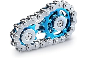 CHILVIL Metal Fidget Spinner Toys for Adults Figette Bike Chain Roller for Teens Cool Gadgets ADHD Anti Anxiety Stress Relief Items Figet Autism Desk Offices EDC Sensory Gift for Boy Men - Blue