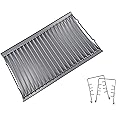 LS'BABQ Replace Parts Aluminized Steel 20" Ash Pan with 2 pc Fire Grate Hanger, Replacement for Chargriller 5050, 5072, 5650 Charcoal Grills(20.4" x 12.8")